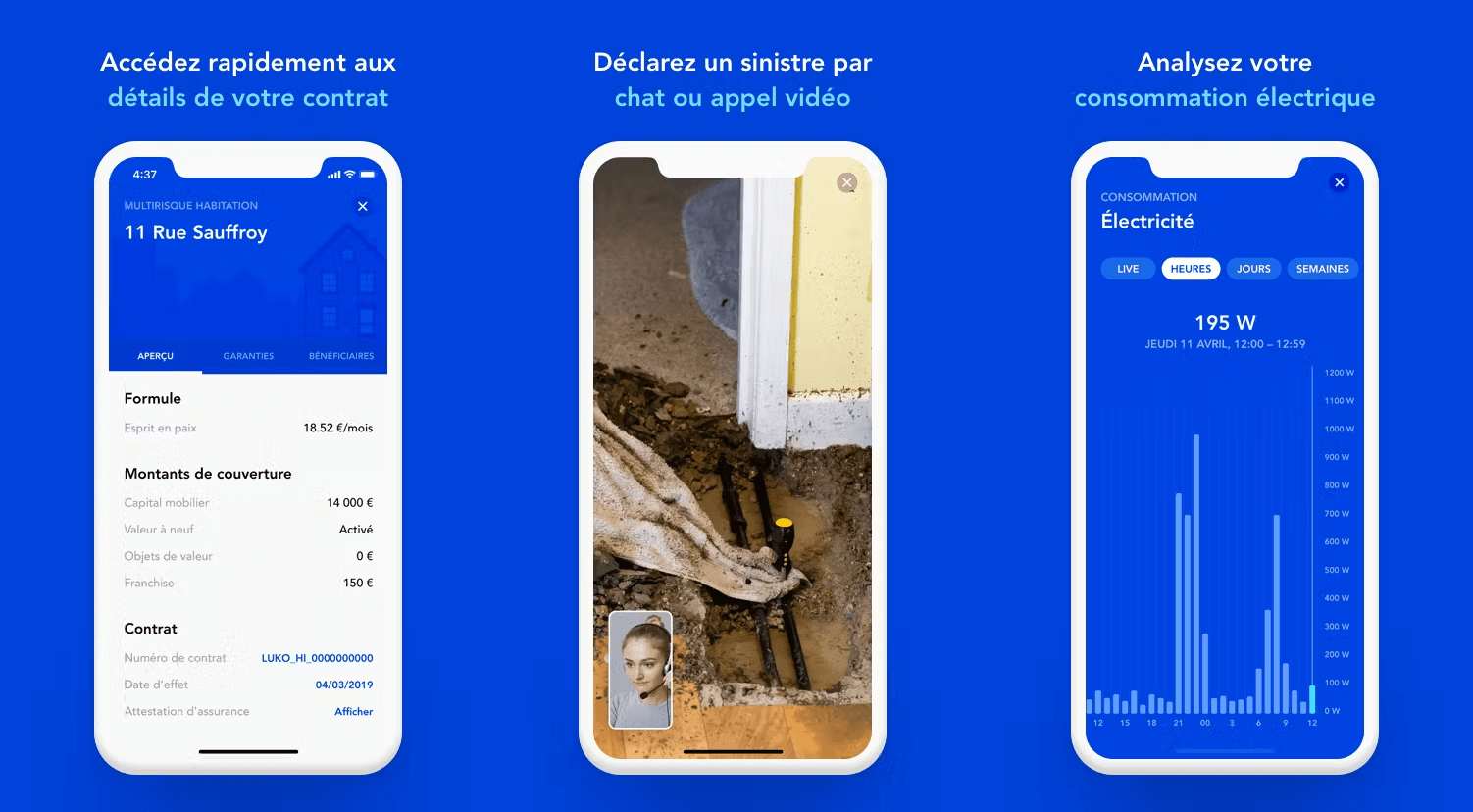 L'interface mobile du néo-assureur Luko (source : Luko.fr)