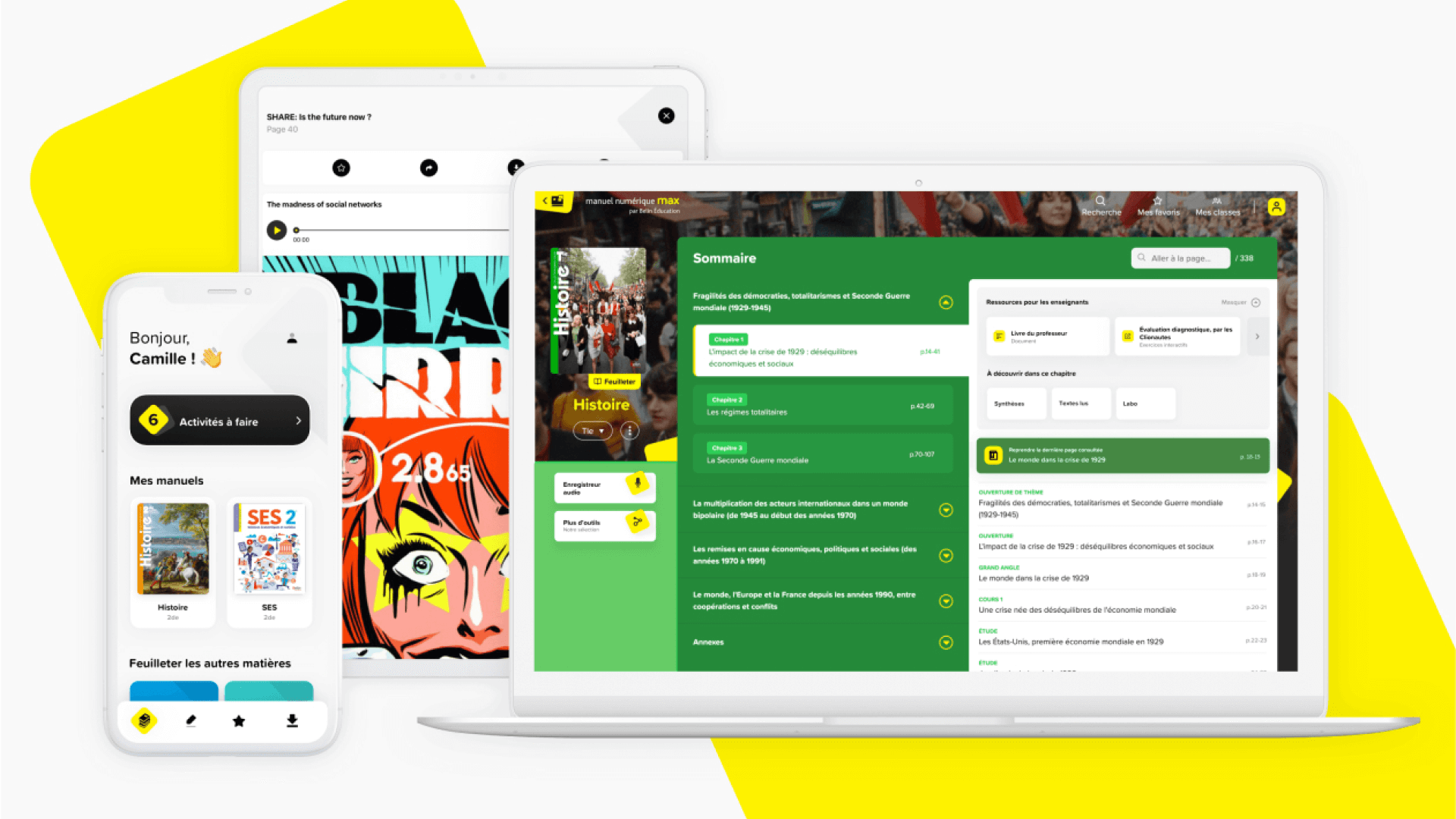 Belin Education learning platforms on desktop, mobile and tablet